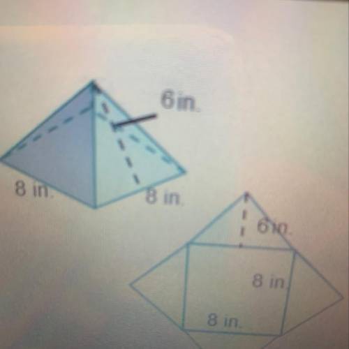 What is the square area of the pyramid? 160 square feet  188 square feet  224 square feet  256 squar