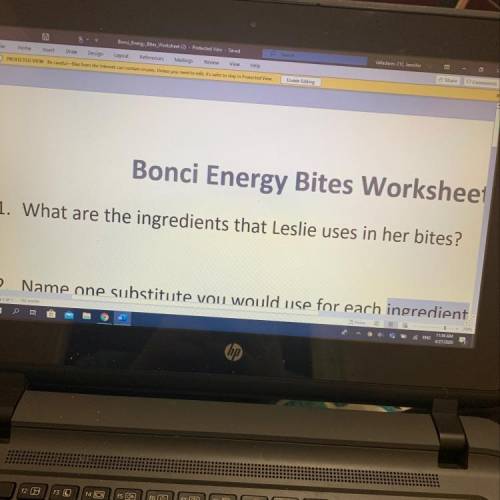 What are the ingredients that Leslie uses in her bites ? On bonci energy bites worksheets