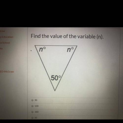 Find the value of the variable (n)
