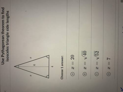 Find the value of x in the isosceles triangle shown below. Please help! Thank you