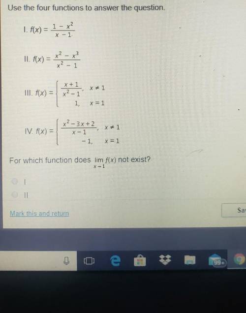 Use the four functions to answer the question. for which function does lim f(x) not exist?