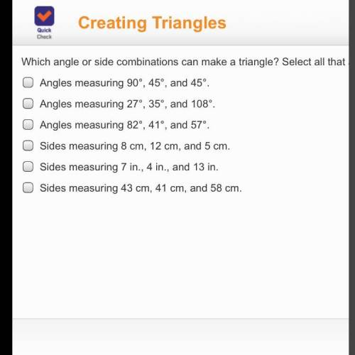 Which angle or side combinations can make a triangle?