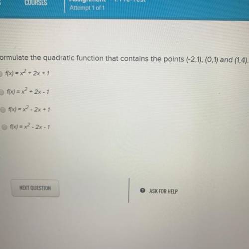 Formulate the quadratic function