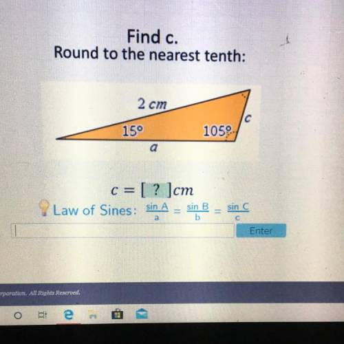 Find c. Round to the nearest tenth. Please help, I’ve been trying to figure this out for like an hou