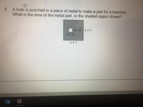 A hole is punched in a piece of metal to make a part for a machine. What is the area of the metal pa