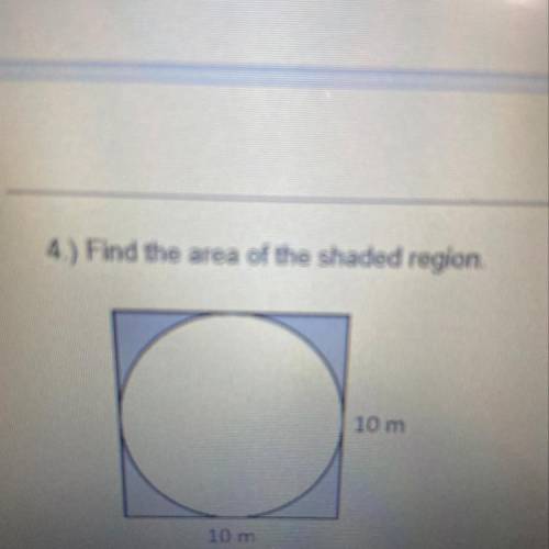 Find the area of the shaded region. A) 21.5 m2 B) 25.8 m2 C) 48.2 m2 D) 100 m2 E) 78.5 m2