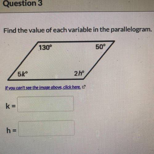Please help me find the value of each variable in the parallelogram