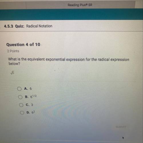 What is equivalent exponential expression for the radical expression blow