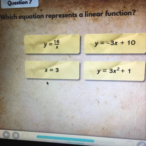 Which equation represents a linear function