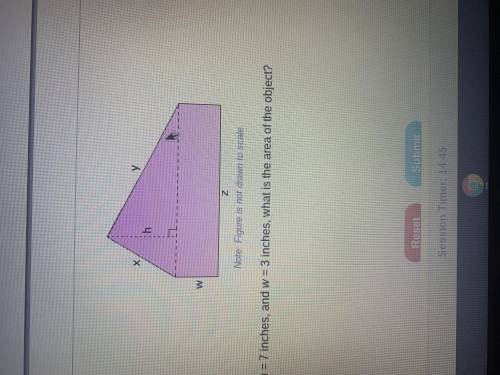 This is the shape for my question. If y = 11 inches, z = 14 inches, h = 7 inches, and w = 3 inches,
