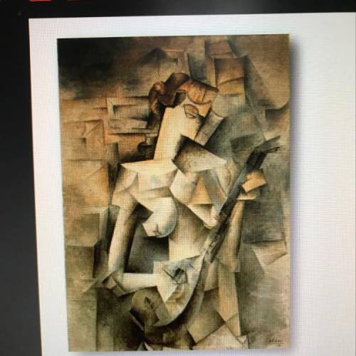 How is the piece above a little different from Picasso's other Cubist work? a. It is less flat looki