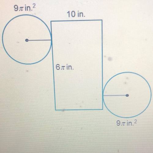 PLASE HELP ME ASAP  The net of a cylinder is shown. The area of one base of the cylinder is 9 in.. T