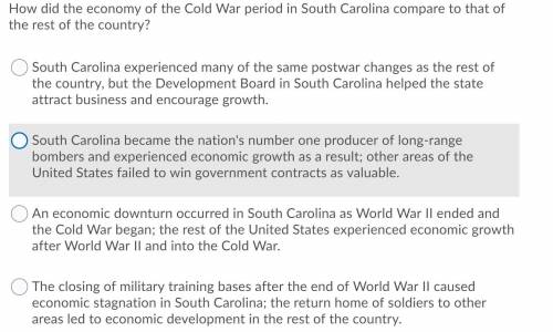 How did the economies of the cold war period in south carolina compare to that of the rest of the co