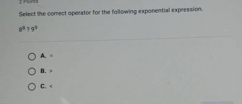Select the correct operator for the following exponential expression.explain me how to do this?