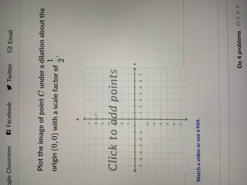 Plot the image of point C under a dilation about the origin (0,0) wirh a scale factor of 1/2