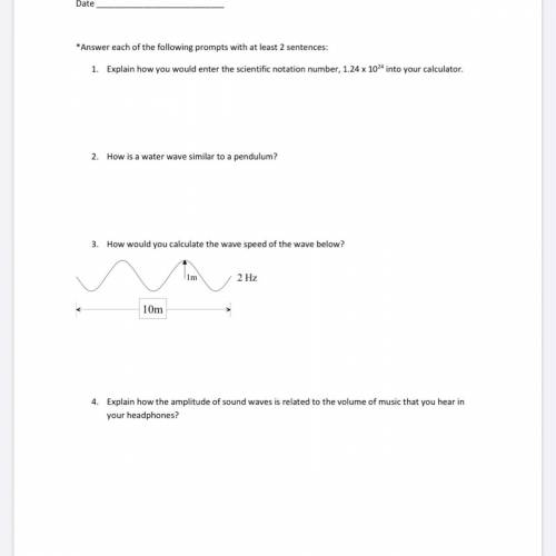 2. How is a water wave similar to a pendulum?  Please help