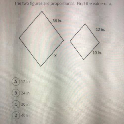 The two figures are proportional fine the value of x