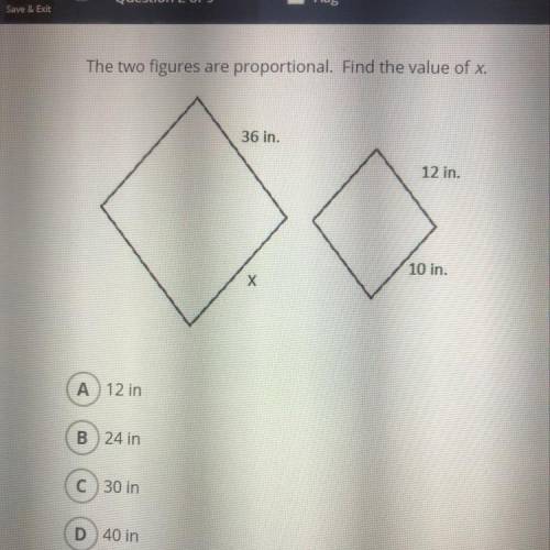 The two figures are proportional find the value of x