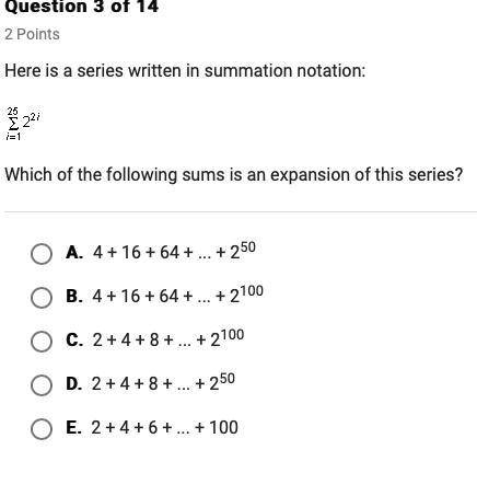 Here is a series written in summation notation:  which of the following sums is an expansion of the