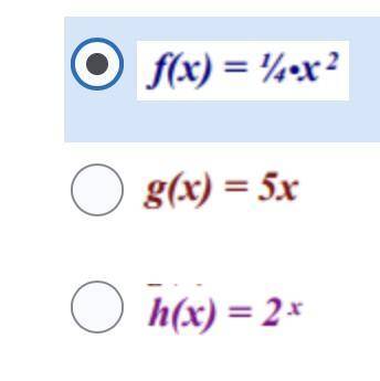 Which function below would have the smallest Average rate of change From X =0 to x=2