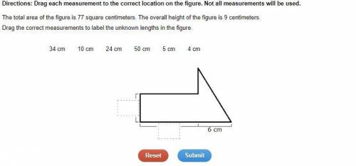 The total area of the figure is 77 square centimeters. The overall height of the figure is 9 centime