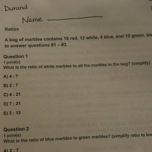 Can anyone help with question one I keep getting 2:5