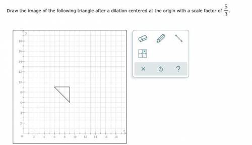 Draw the image of the following triangle after a dilation centered at the origin with a scale factor