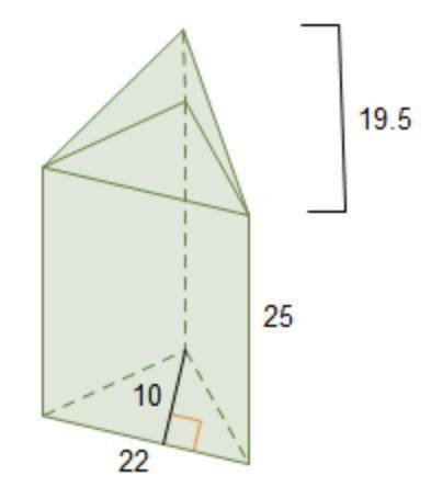 The composite figure is made up of a triangular prism and a pyramid. The two solids have congruent b