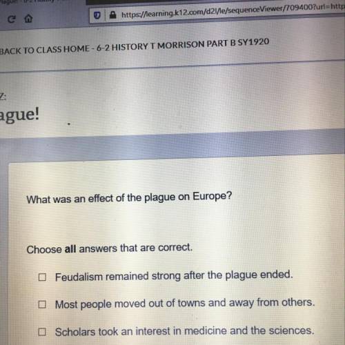 What was an effect of the plague on Europe? Choose all answers that are correct.