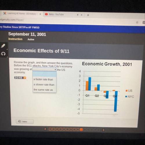 Economic Growth, 2001 Review the graph, and then answer the questions. Before the 9/11 attacks, New