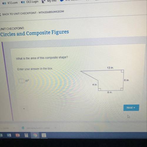 What is the area of this composite shape enter you answer in the box