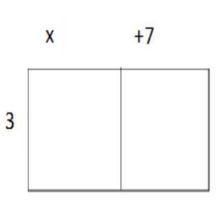 Write two equivalent expressions that represent the area model.