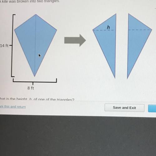 What is the height, h, of one of the triangles? 4 ft 8 ft 7 ft 14 ft