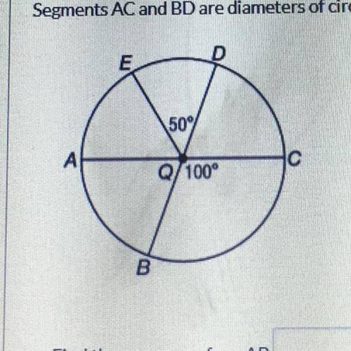 Question Segments AC and BD are diameters of circle Q. a. Find the measure of arc AB b. Find the mea