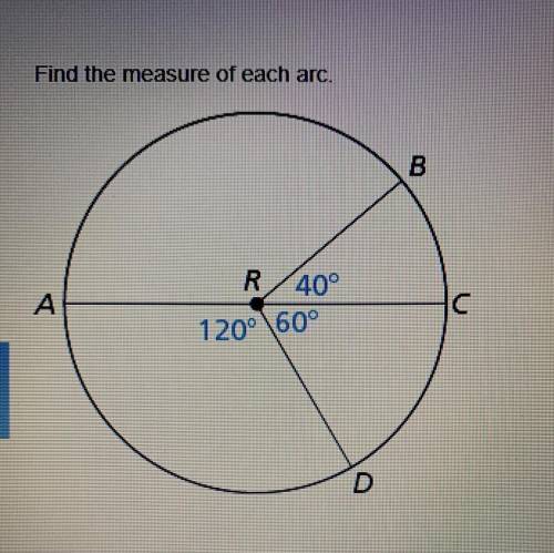The measure of arc BD is __. The measure of arc ADB is __.  The measure of arc ABC is __.  PLEASE HE