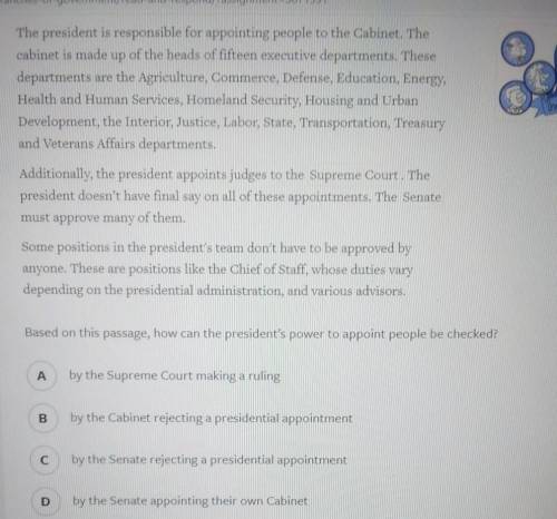 Based on this passage, how can the president's power to appoint people be checked?Аby the Supreme Co