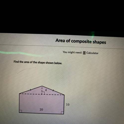 Find the area of the shape shown below