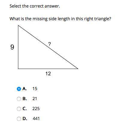 What is the missing side length in this right triangle?