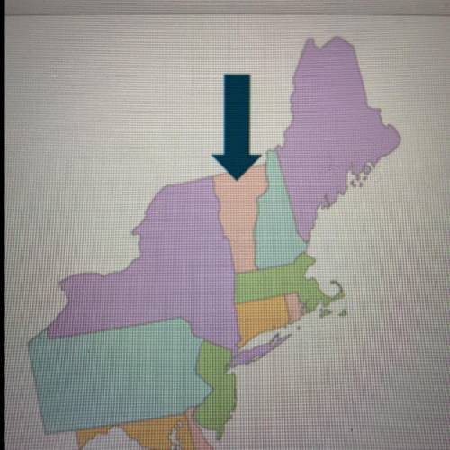Which state is the arrow pointing to on the map? Maine Vermont New York  Delaware