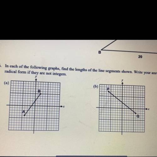 In each of the following graphs, find the lengths of the line segments shown. Write your answers in