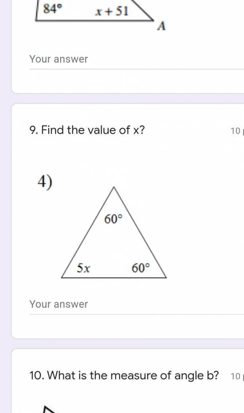 Find the value of x in the triangle, 60°, 60°, 5x