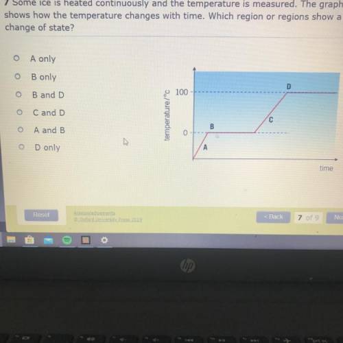 Please h e l p  Some Ice is heated continuously and the temperature is measured. The graph(in the pi