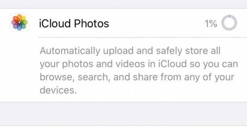 I tried to turn on icloud photos to save storage and it’s been stuck at 1%. does anyone know why or