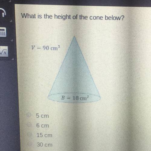 What is the height of the cone below