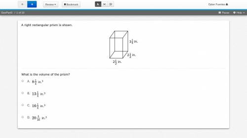 HELP ME ASAP! A right rectangular prism has a height of  7 5 6 m, a width of  1 1 3 m, and a length