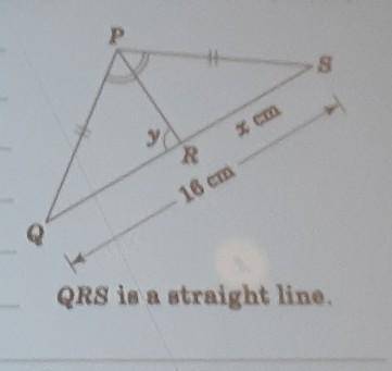 In the figure. ORS is a straight line. Find the values of the unknowns