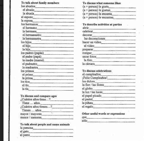 Can someone help with this vocab sheet