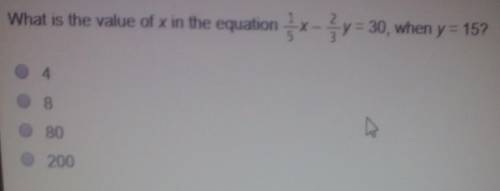 What is the value of x in the equati= 30, when y = 15?