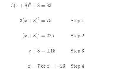 Montiah solved a quadratic equation. Her work is shown below. In which step did Montiah make an erro
