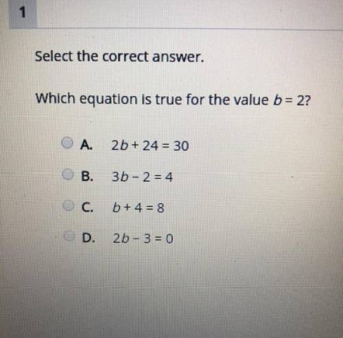 Which equation is true for the value b=2 ?